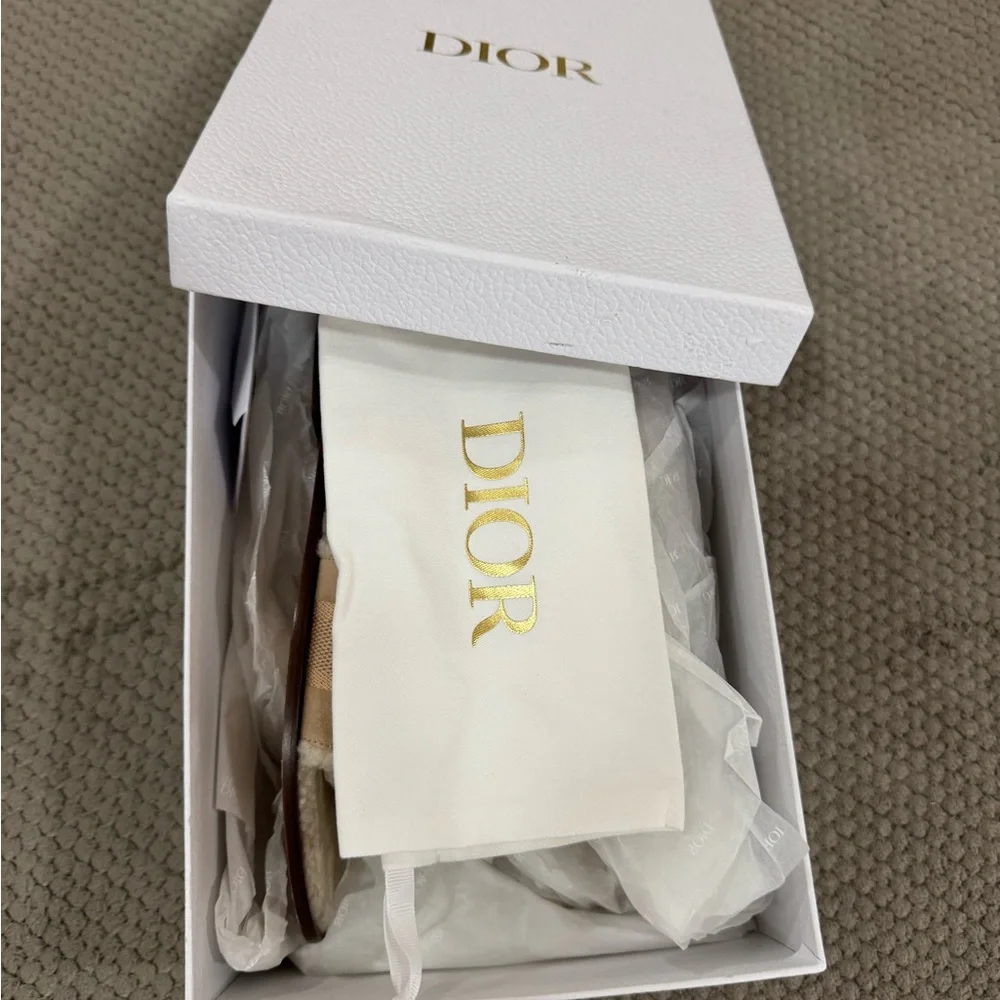 Dior Beige Shearling Slide Loafers - Picture 8 of 8